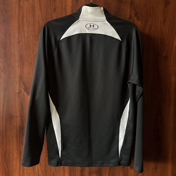 Under Armour Cold Gear Large Shirt Long Sleeve Mock Neck Black and White Fitted - Picture 4 of 6